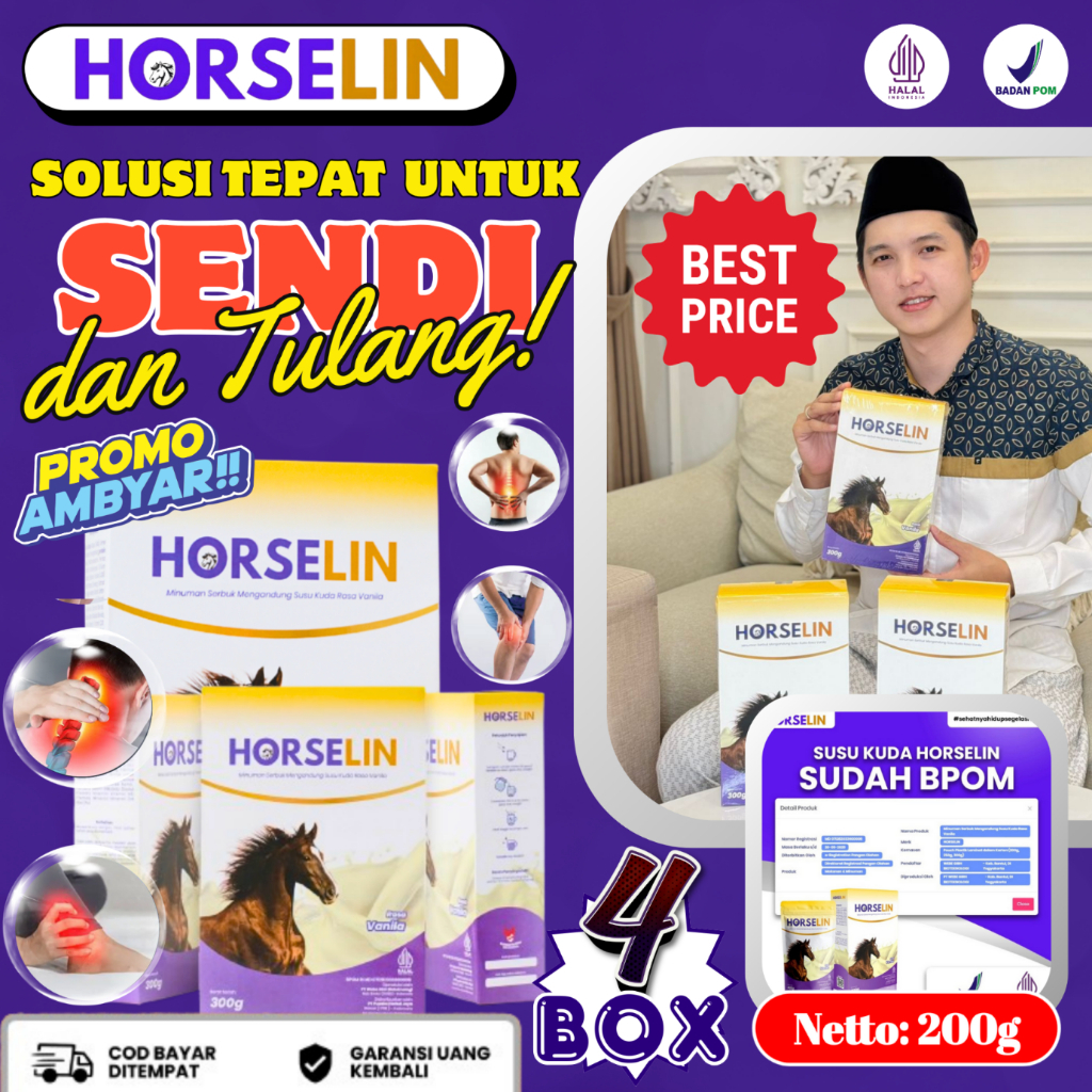 

Horselin Susu Kuda Liar Premium Asli Sumbawa Atasi Persendian Tulang Asam Urat Original 200GR 4 BOX