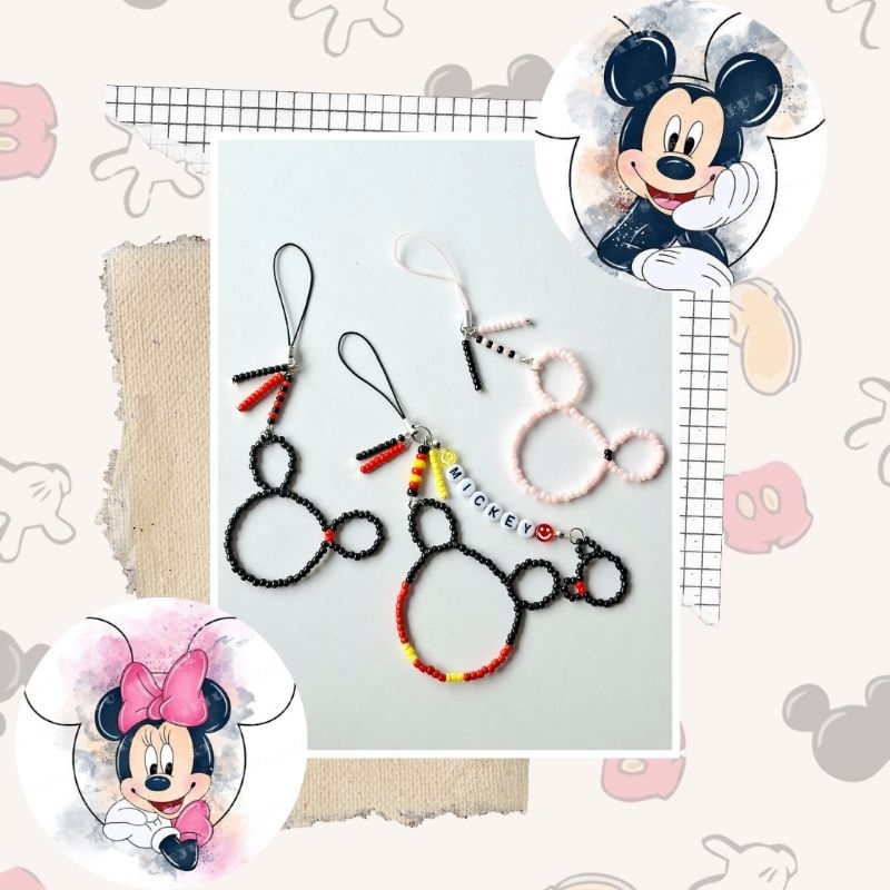 Phonestrap, gantungan Hp, tas dll motif mickey mouse lucu