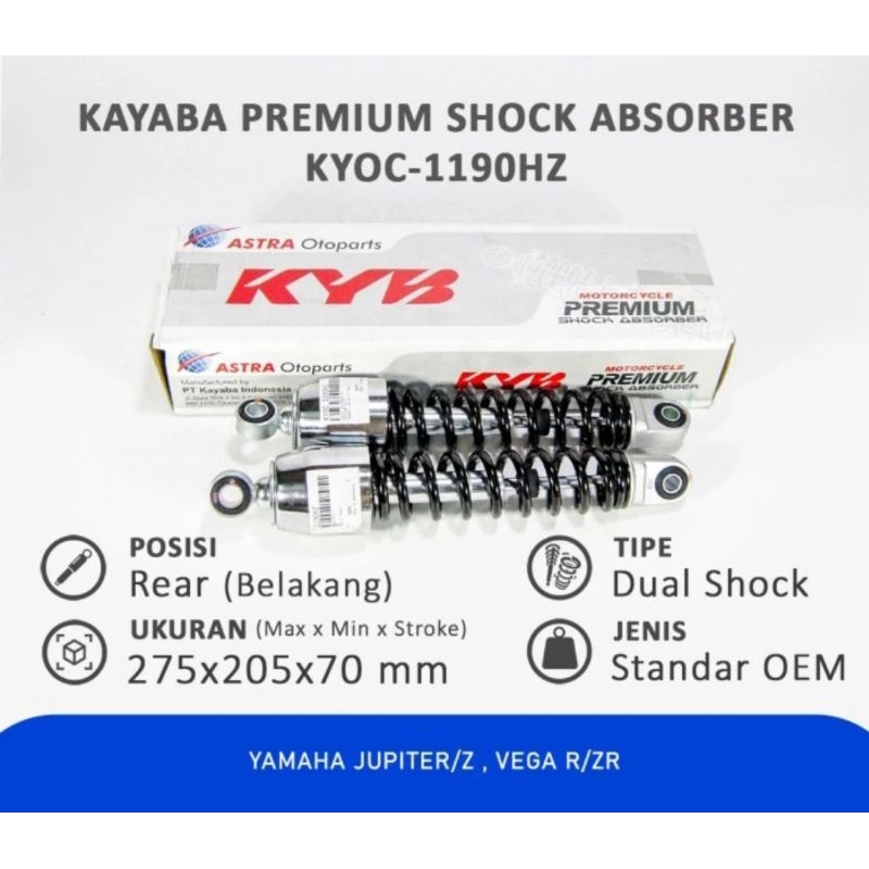 Shock Breaker Jupiter / Vega ZR  KYB KYOC 1190HZ Shock Belakang Jupiter Z KYB