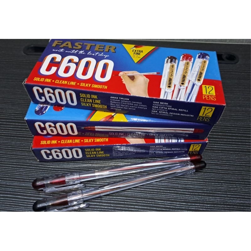 

Bollpoint/Pulpen Faster C600 Hitam Selusin/ 1 Pack (12 Pcs)