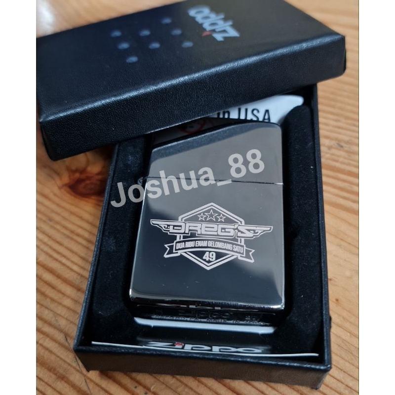 Zippo Korek Api Custom Ukir Logo Dregs Polri Black Ice Bisa Ukir Nama Logo Sendiri