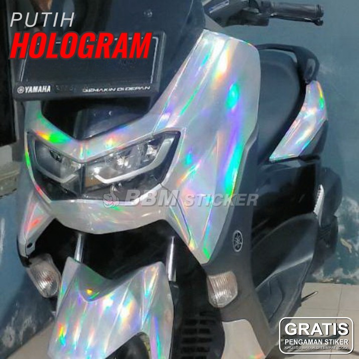 Sticker skotlet hologram motor / mobil putih silver chrome pelangi bunglon lentur skotlite hologram 