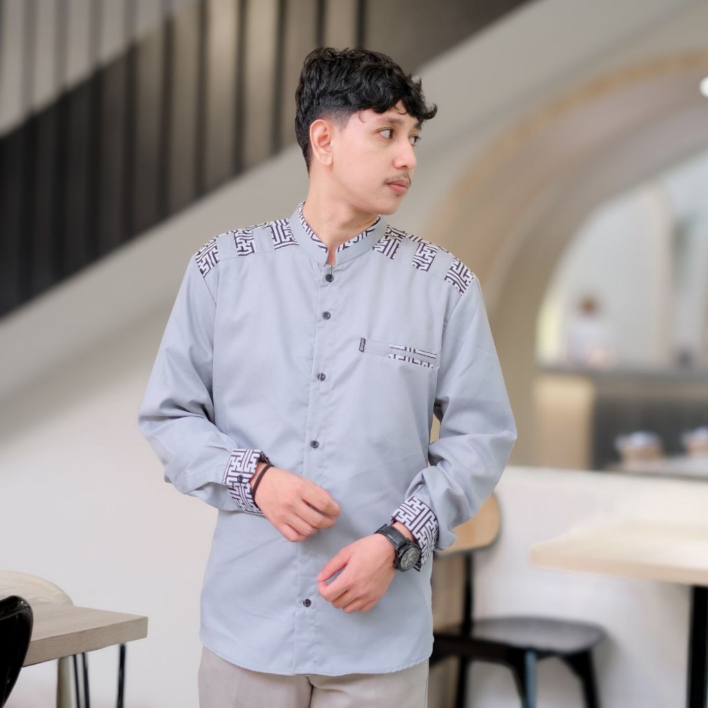 terlaris baju koko pria lengan panjang warna putih baju koko el rumi terbaru koko kombinasi batik