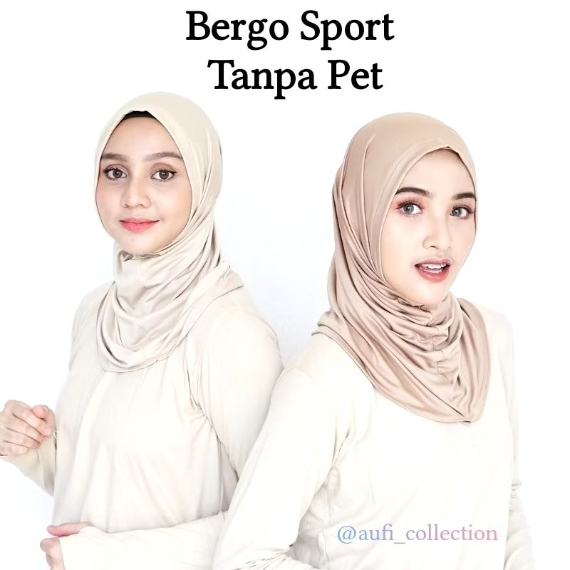 Hijab Bergo Sport Tanpa Pet Bergo / Bergo Sport Olahraga / Kerudung Bergo Jersey / Hijab Sport / Hij