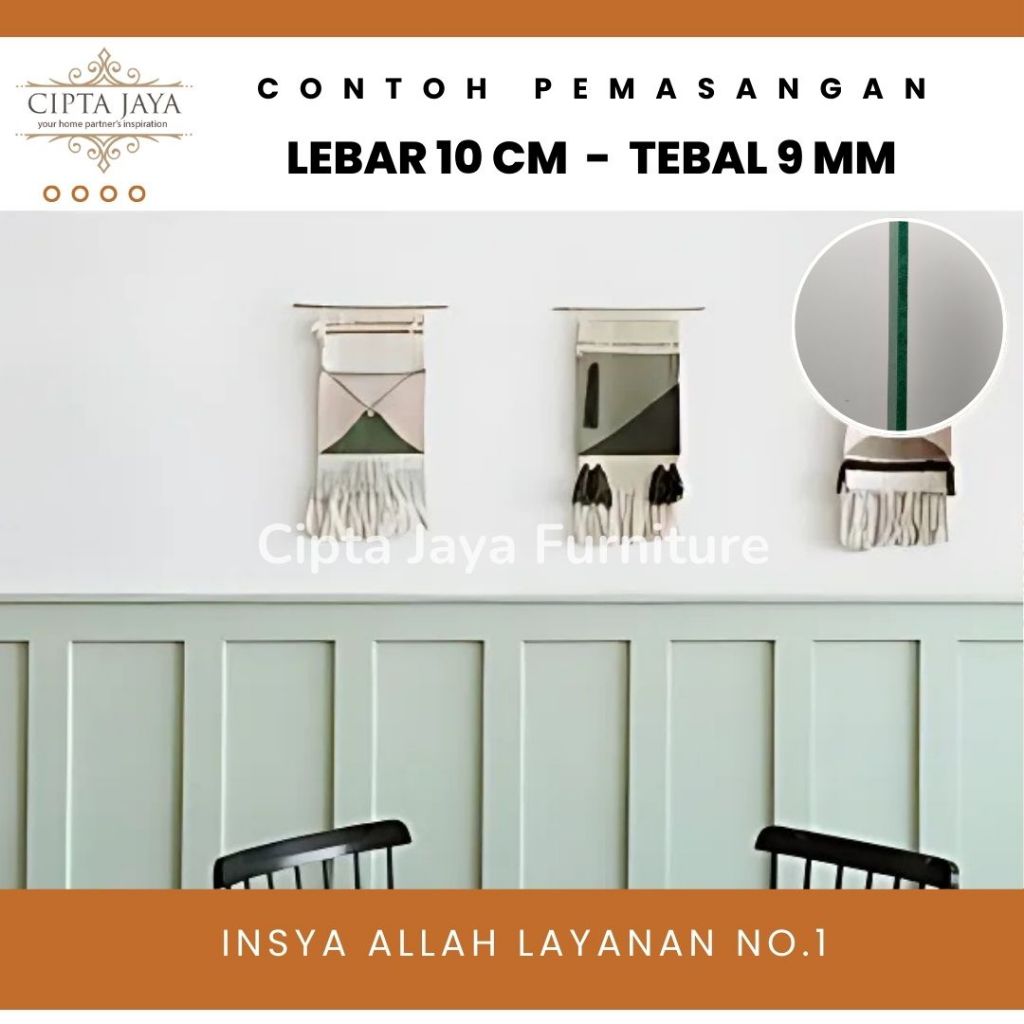 Slat Wall Slatwall Batten Wal Décor 9 mm Ukuran 100 x 10 cm dan 122 x 10 cm Panel Lis List Hiasan Wa