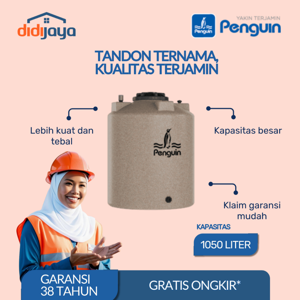 Tandon Air Penguin Anti Lumut Toren Air Tangki Air Penguin TB 110 1000 Liter FREE ONGKIR SE-JAWA