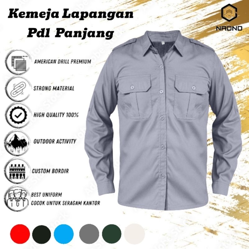 TERLARIS Kemeja Seragam kerja / Lapangan Outdoor American Drill / SERAGAM PDL NET TV PRIA  / kemeja 