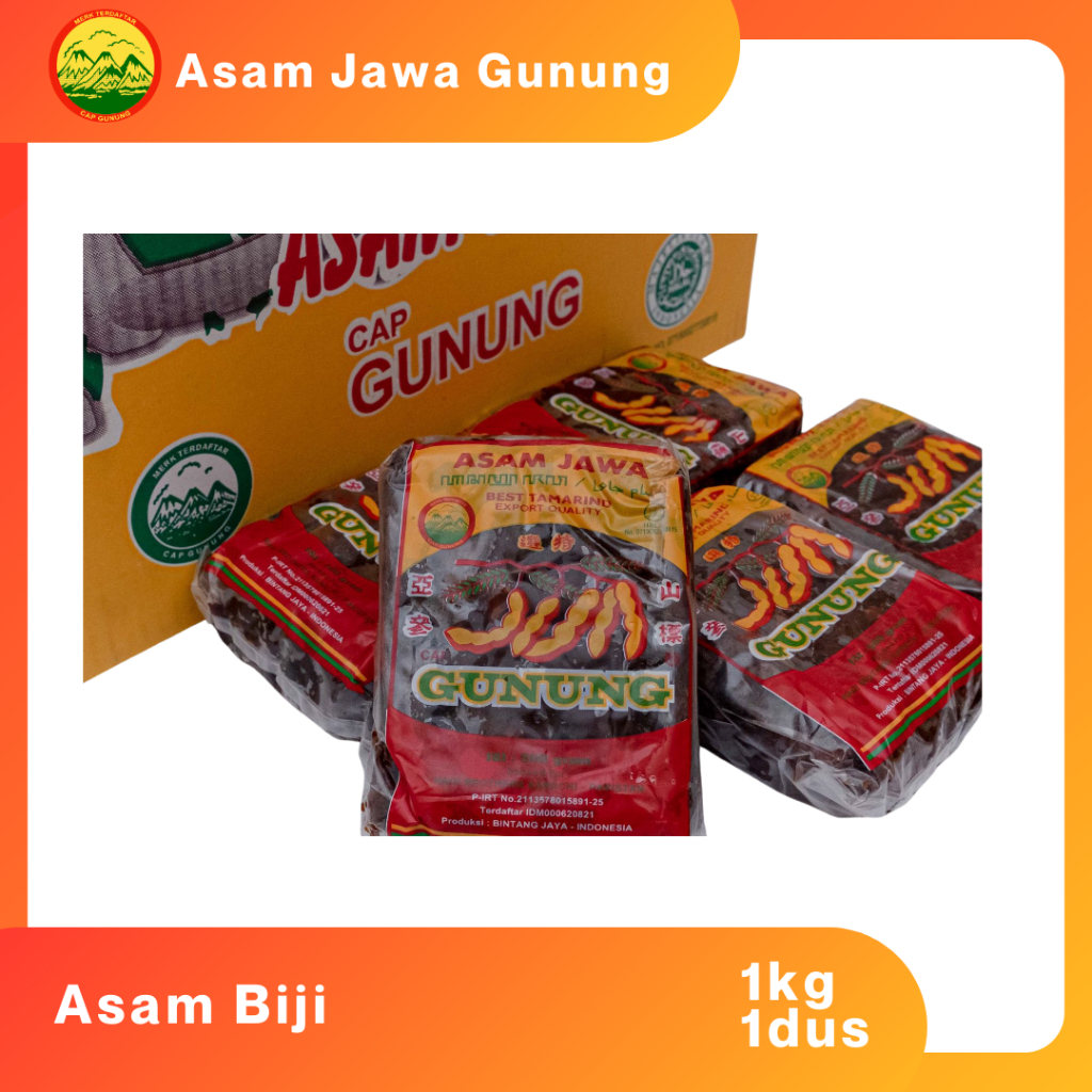 

ASAM JAWA BIJI CAP GUNUNG 500 GRAM 1 DUS x 40 bksTERLARIS / ASAM JAWA MADURA