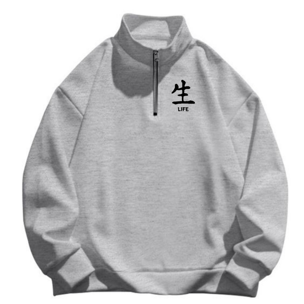 Jacket Rubgy Resleting Pria Wanita Keren Logo Simple Life Jepang || Sweatshirt Vintage Lengan Panjan