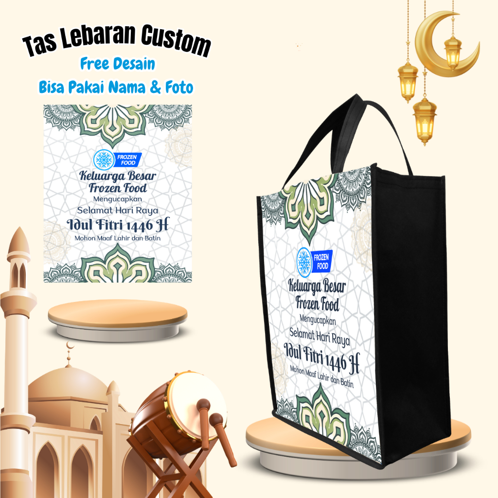 

Paket 20 Pcs Tas Lebaran Hampers Idul Fitri Sembako Custom Desain Pakai Nama & Foto
