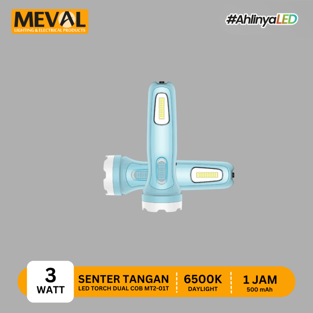 MEVAL Senter Dual Fungsi DUAL COB LED 3 Watt - Putih