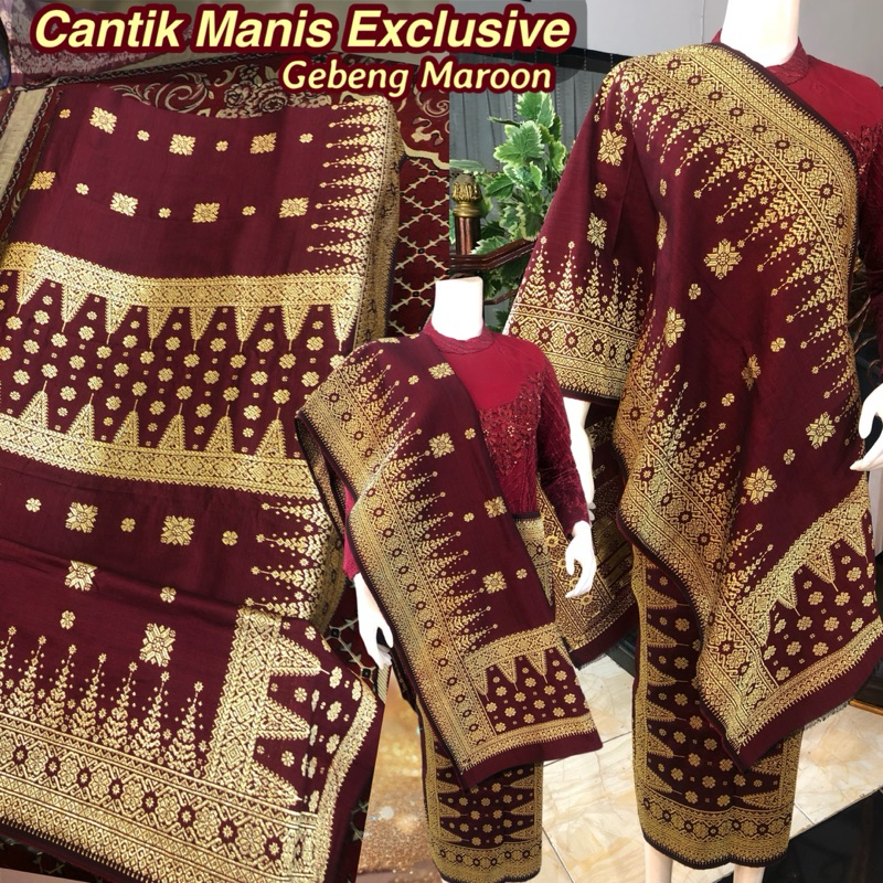 Songket Cantik Manis Exclusive Maroon Gold /songket tenun asli palembang /ilham songket palembang /s