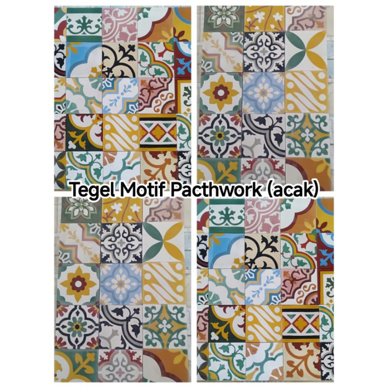 Tegel Motif 20x20cm Random Ubin Motif Acak Keramik Jadul Motif Mix / Pacthwork