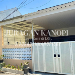 Kanopi plavon pvc dan atap solartuff gelombang terpasang surabaya