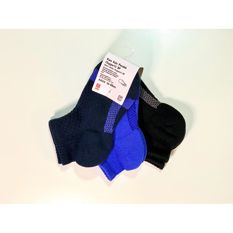 UNIQLO Kids Socks Kaos Kaki Anak 3pairs Mix Color Cotton Original
