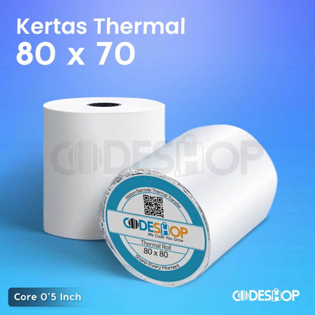 

Kertas Thermal Ukuran 80x70 MM - 80MM - 80x80MM Codeshop Struk Kasir 80mm