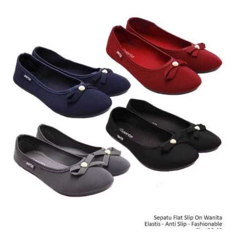 PORTO LADY 201-L - FLATSHOES WANITA KAIN FLEXSIBEL - FLATSHOES WANITA TRENDY - FLATSHOES  KERJA Kanv