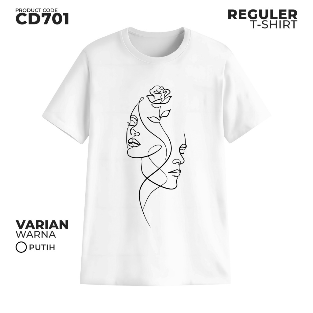 Cyfersia Lukisan Wajah Couple Face Kaos  Lengan Pendek Atasan Wanita  CD701