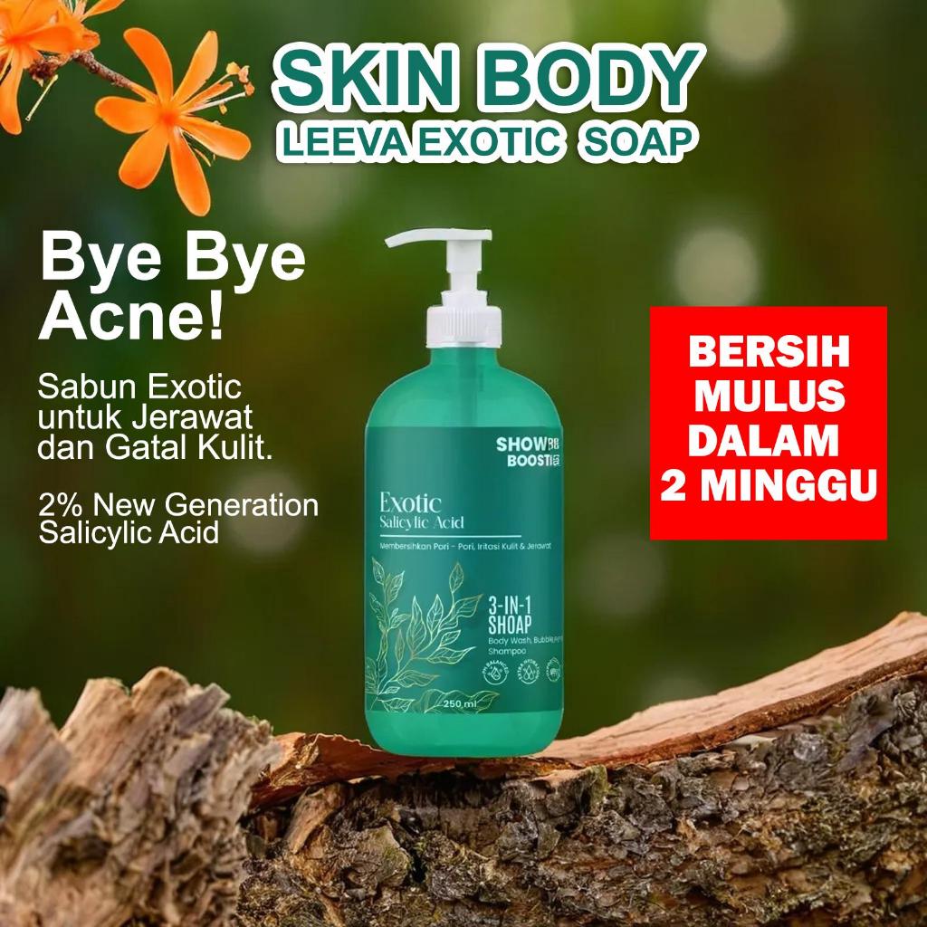 (PROMO) Leeva Sabun Exotic Acne 250ml - Sabun Mandi Kulit Sensitif, Mengatasi Jerawat & Panu, Melembabkan Kulit Kering, Solusi Kulit Sehat dan Bersih