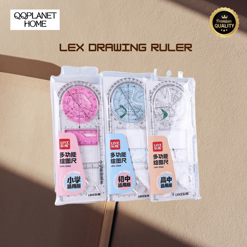 

[QQPLANET HOME] LEX Multifunctional Drawing Ruler Set | Alat Gambar Praktis, Presisi, Mudah Digunakan