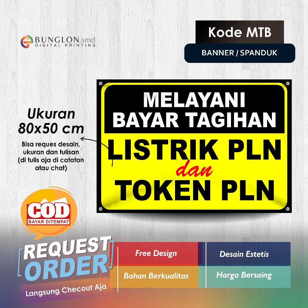 SPNDUK BANNER MELAYANI TAGIHAN LISTRIK PLN DAN TAGIHAN PLN KODE MTB KUNING