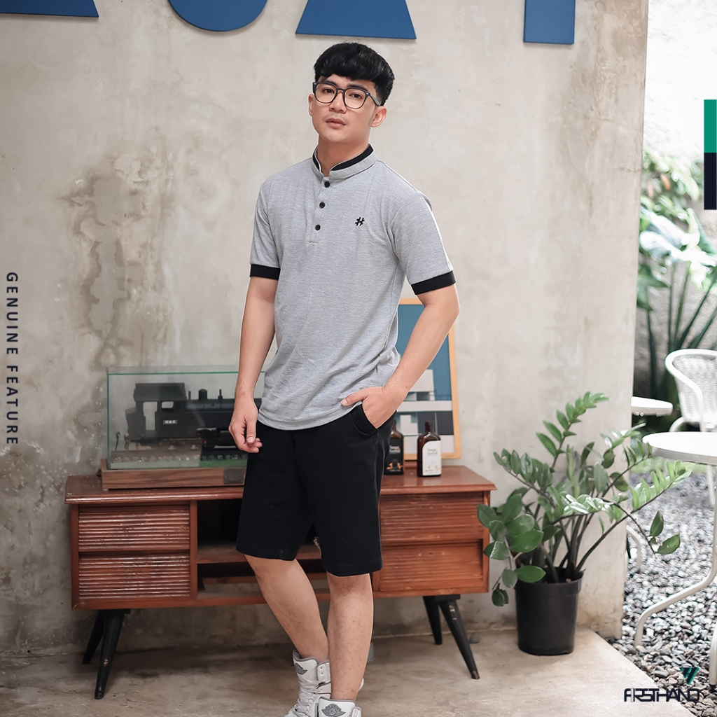 Firsthand Baju Polo Pria Kerah Shanghai Grey
