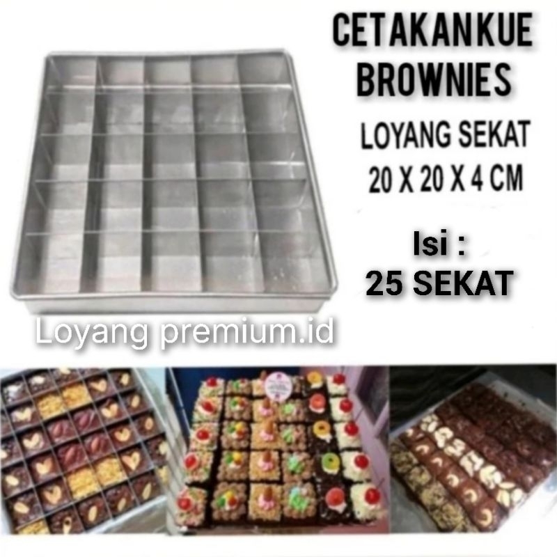 Loyang brownies sekat kotak loyang bolu kukus panggang loyang kue bolu brownies 20×20×4cm isi 25seka
