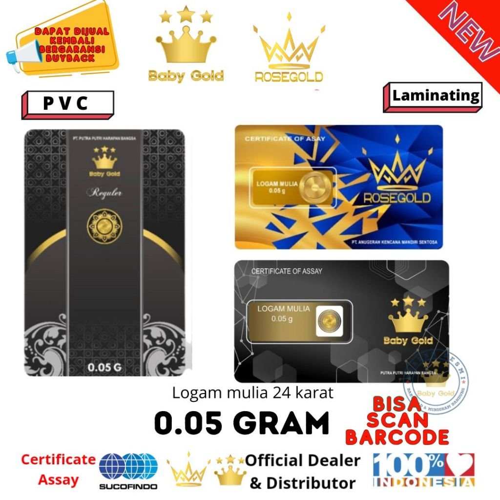 BABY GOLD / ROSE GOLD 0.05 GRAM LOGAM MULIA EMAS MURNI
