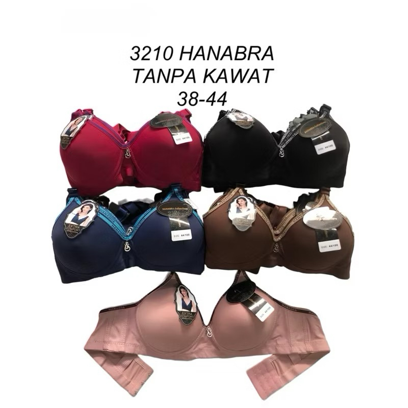 BRA HANABRA WANITA /BH HANABRA BUSA TANPA KAWAT SIZE 38 40 42 44