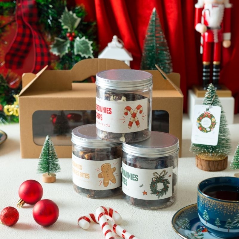 

Christmas Hampers Natal Isi 3 ( Brownies Bites, Brownies Chips & Brownies Cookies Bites | Giftbox Gift Hadiah Souvenir Natal & Tahun baru