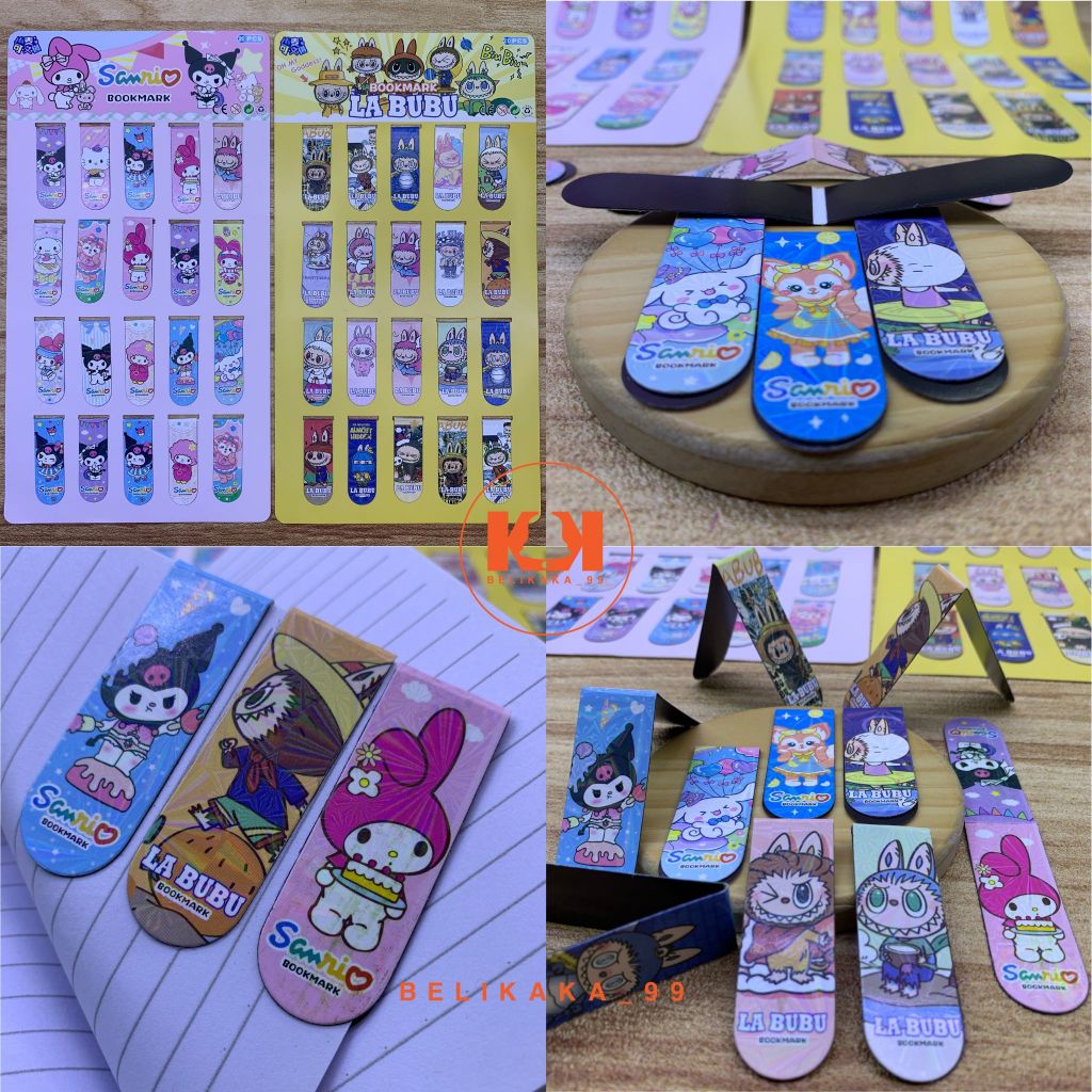 

(20 PCS) PEMBATAS BUKU MAGNET MOTIF SANRIO DAN LABUBU / PEMBATAS MAGNET KARTUN / STICKY NOTE MAGNET
