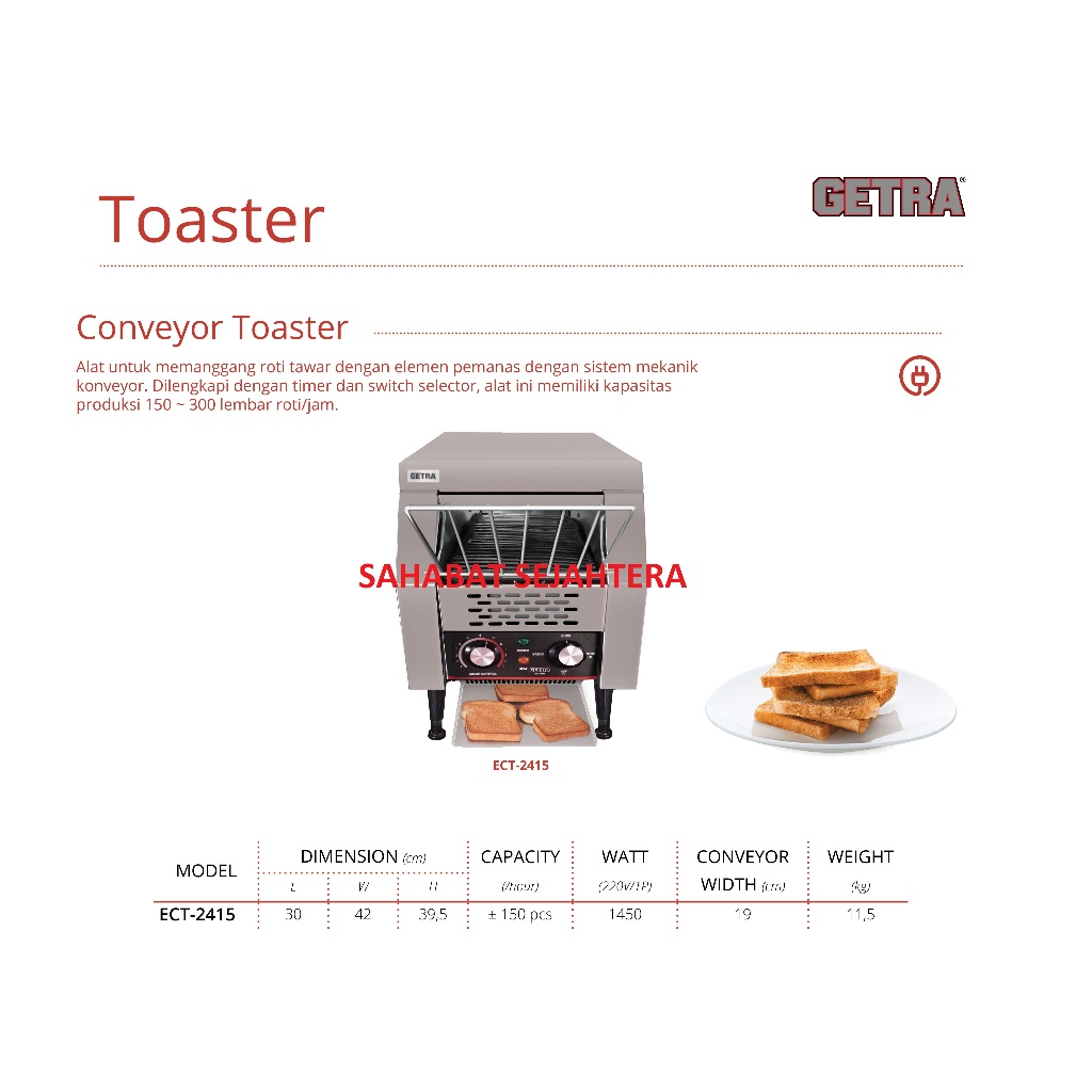 GETRA Conveyor Toaster ECT-2415 Mesin Pemanggang Roti Tawar