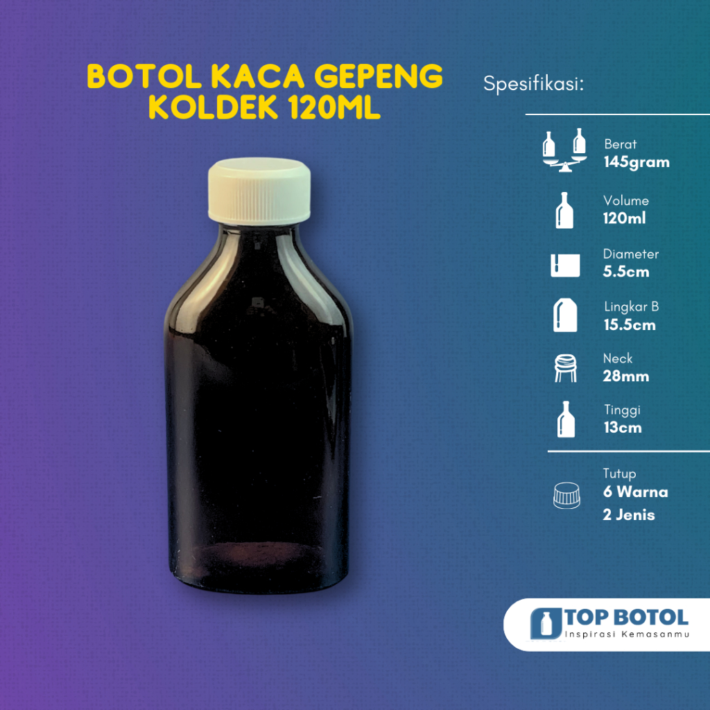 (Paket isi 18pcs) BOTOL KACA KOLDEK 120ML BOTOL KACA AMBER 120ML BOTOL KACA 120ML KEMASAN KACA 120ML