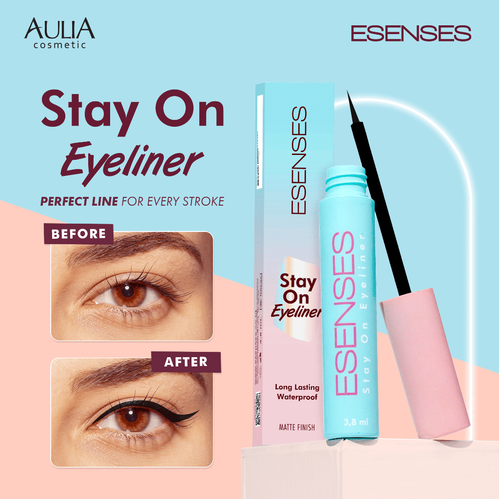 ESENSES STAY ON EYELINER DENGAN KUAS OLES WATERPROOF 3.8 ML ESENS EYELINER CAIR