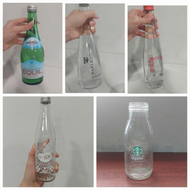 BOTOL AQUA EQUIL AMIDIS STARBUCKS KACA BEKAS BISA UNTUK POT BUNGA ATAU KERAJINAN