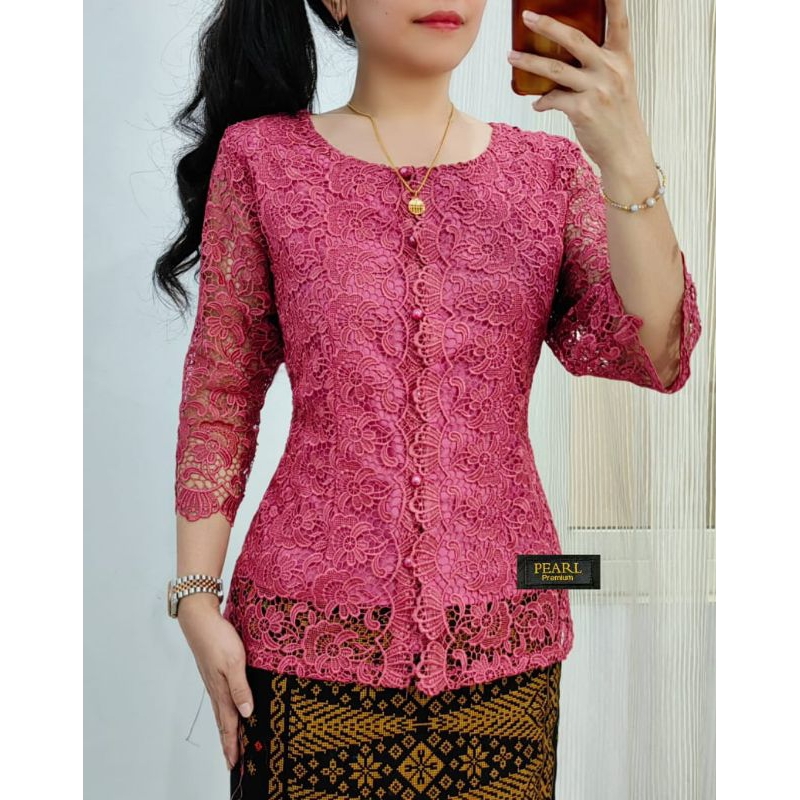 Blus brokat Super Premium Pearl kancing depan Hidup lapis Katun Adem terbaru