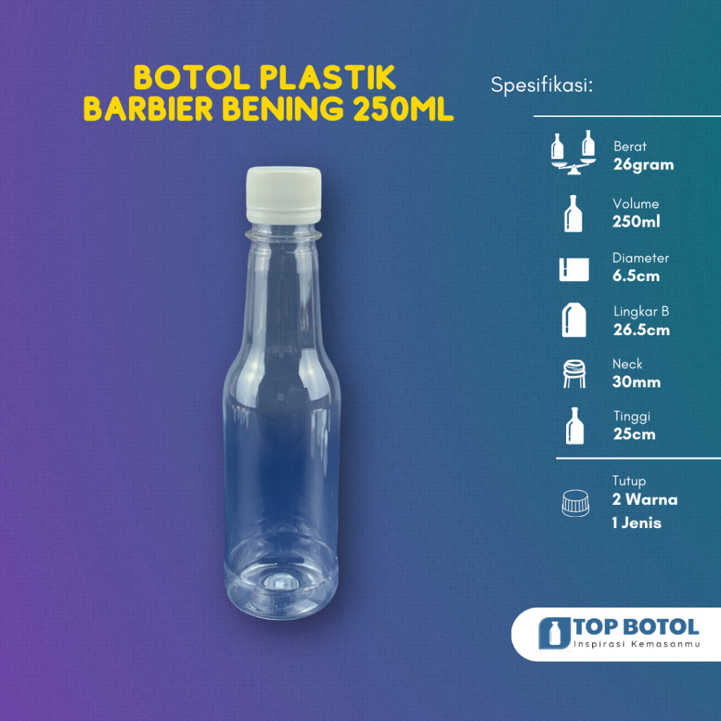 (PAKET ISI 30PCS) BOTOL PLASTIK BARBIER BENING 250ML BOTOL MADU 250ML TEBAL BOTOL KEMASAN SUSU  250M