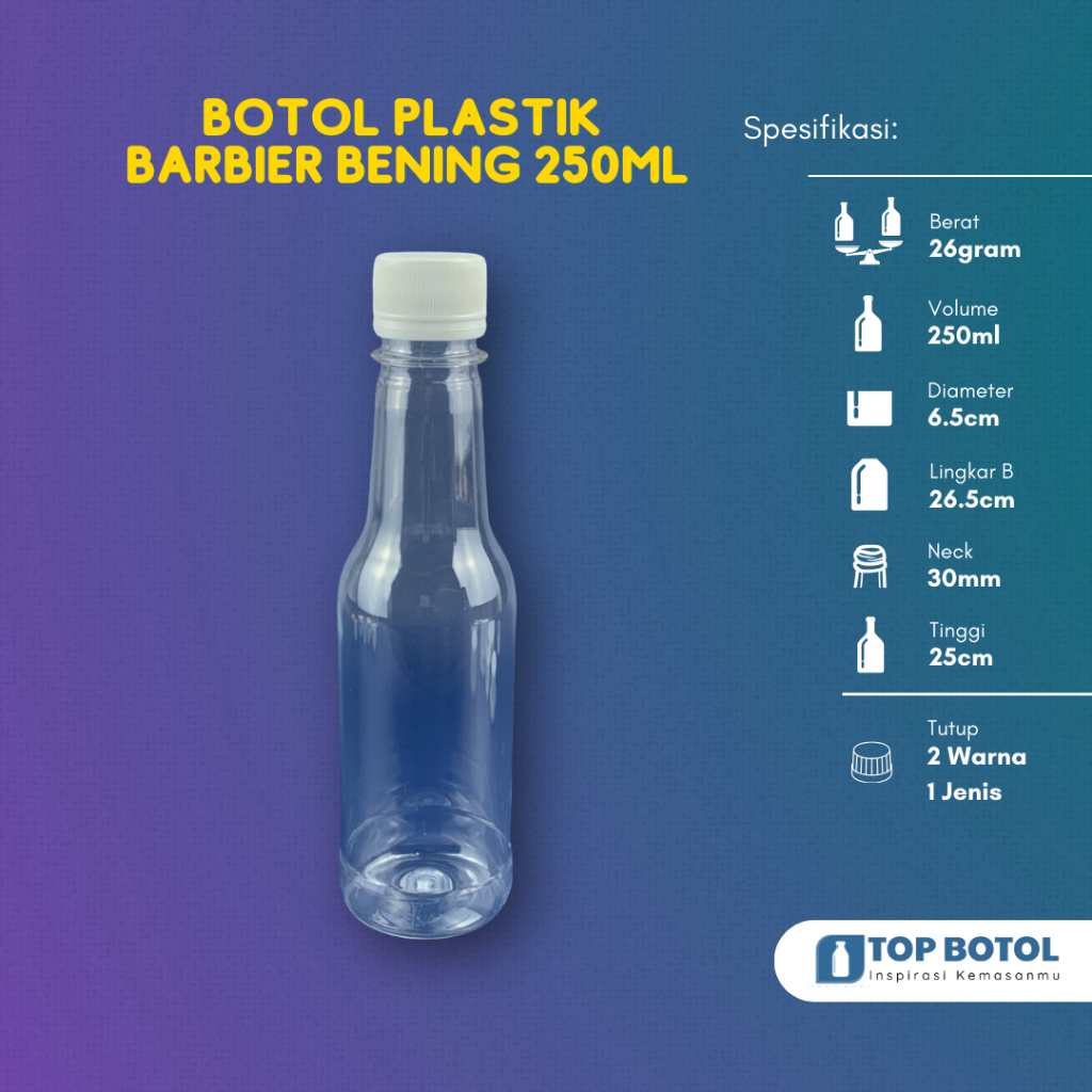 (Paket Isi 24pcs) Botol Plastik Barbier 250ml Bening Botol Barbier Grade B Botol Plastik 250ml Botol