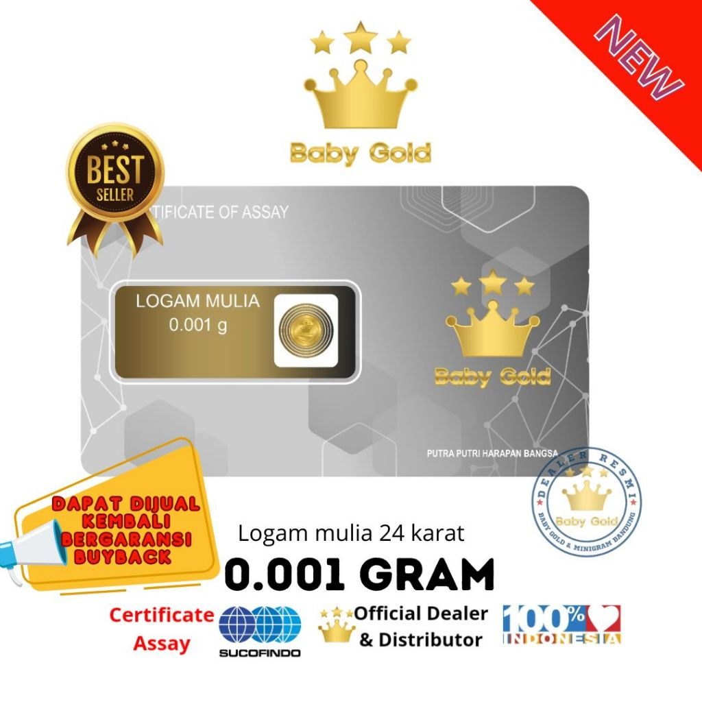 BABY GOLD Emas Mini Logam Mulia 0.001 Gram