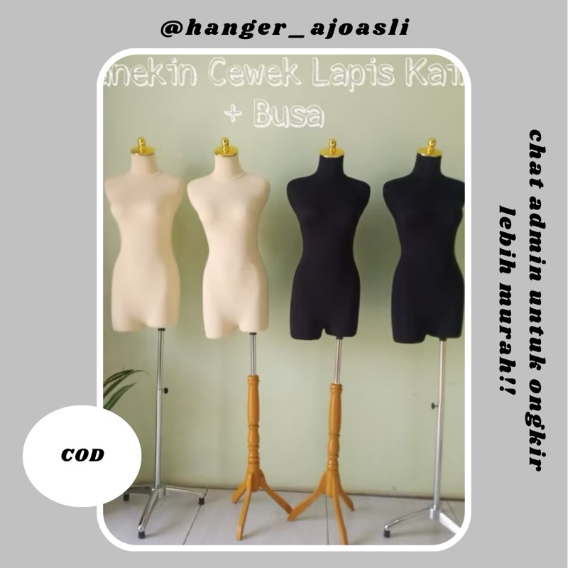 Patung Manekin Cewek Lapis Busa Berpaha Tutup emas + Kaki