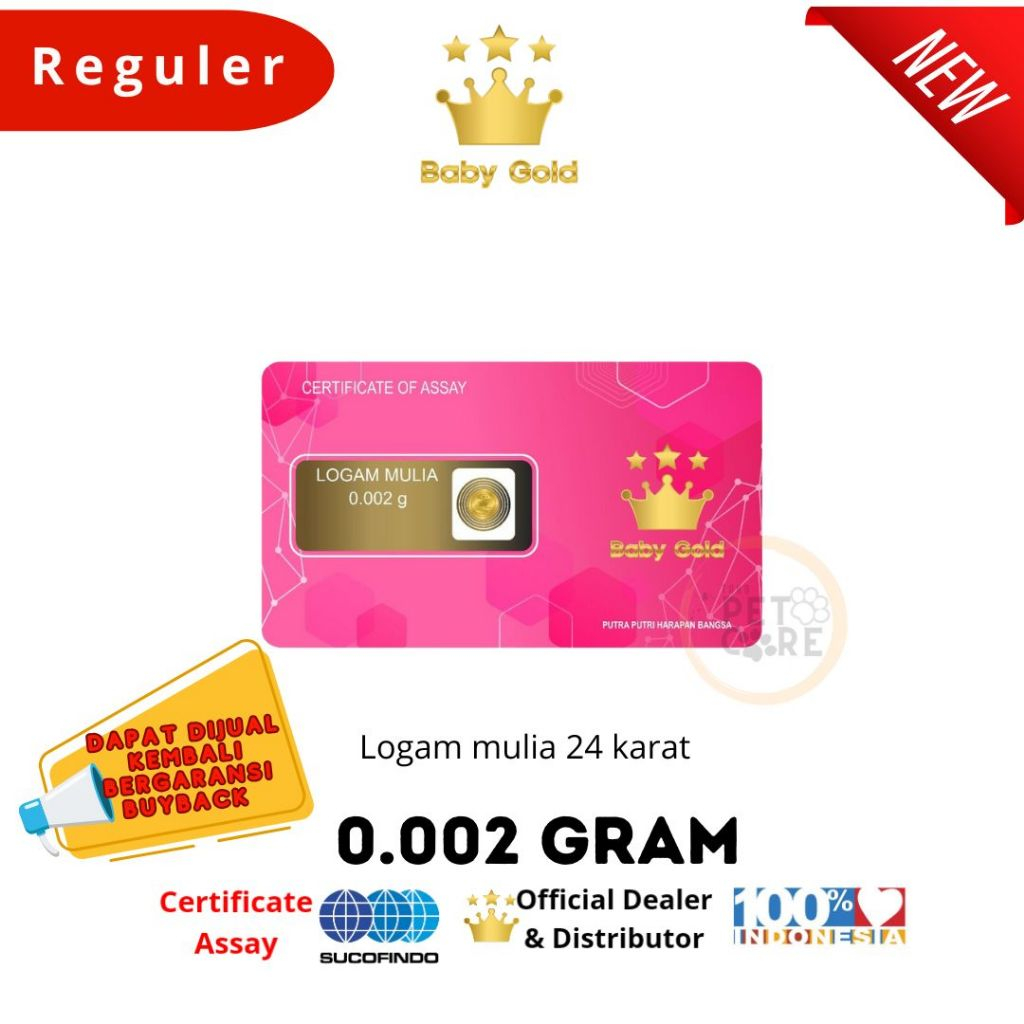 BABY GOLD 0.002 Gram Logam Mulia Emas Mini
