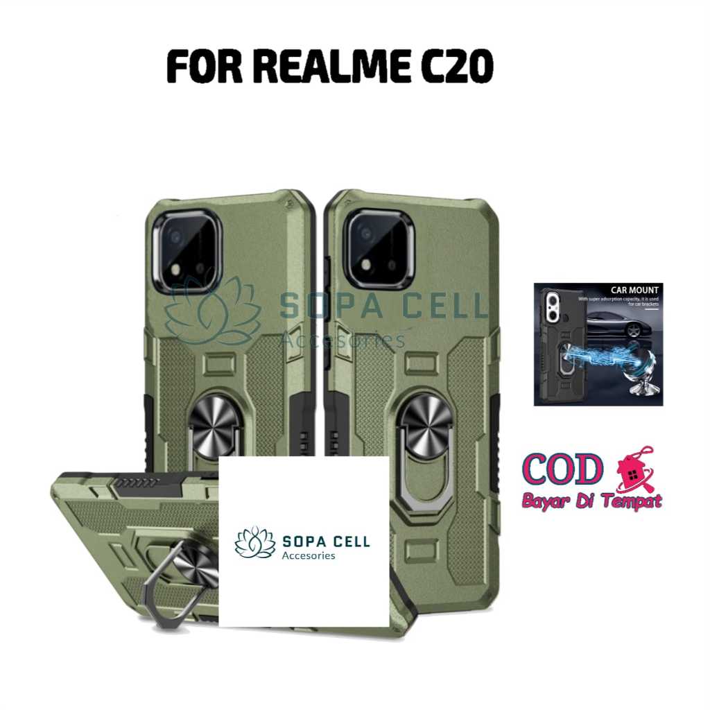 CASING HP UNTUK REALME C20 CASE ROBOT HIT EYE RING CASING STANDING NEW COVER