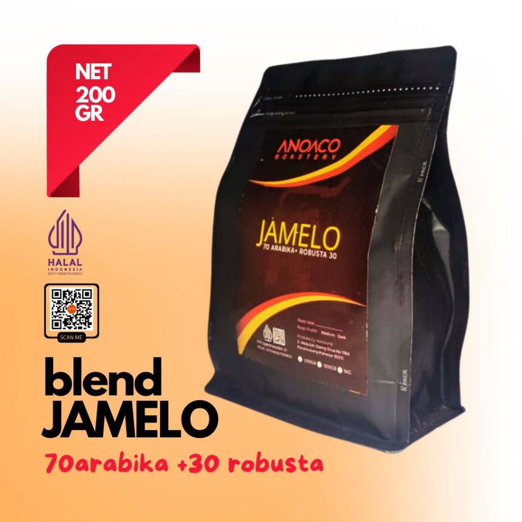 

ANOACO COFFEE ROASTERY KOPI BLEND JAMELO 70 aRABIKA + 30 ROBUSTA 200GR