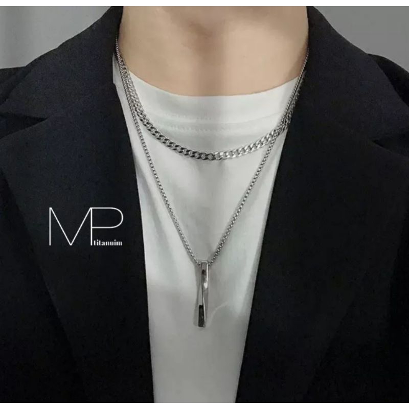 KALUNG 2LAYERS + LIONTIN PRIA WANITA/KALUNG ANTI KARAT/KALUNG SILVER