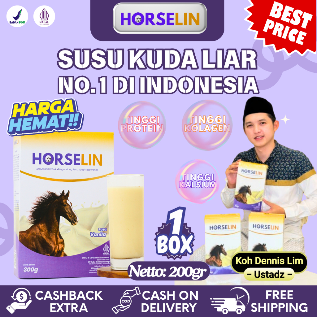 

HORSELIN - Susu Kuda Premium Membantu Atasi Masalah Nyeri Sendi Tulang, Asam Urat dan Rematik 200GR