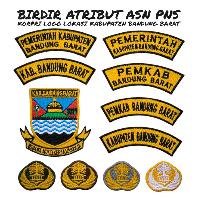 BORDIR BADGE EMBLEM ATRIBUT SERAGAM PNS ASN KORPRI LOGO LOKASI KABUPATEN BANDUNG BARAT