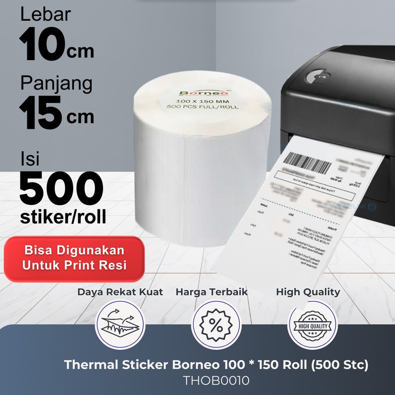 

1 ROLL Thermal Sticker Borneo 100x150mm (Isi 500)
