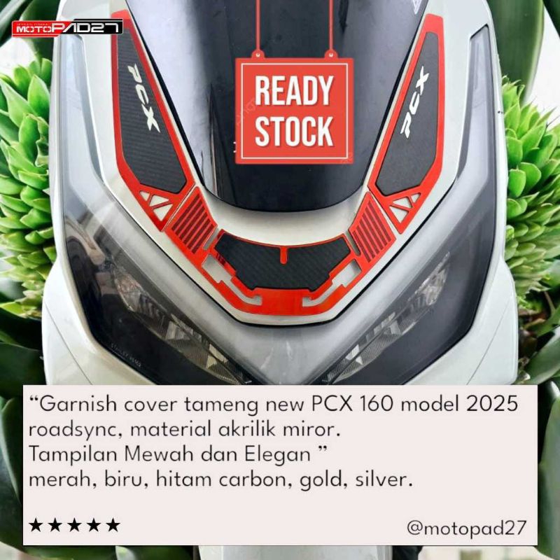 Garnish Tameng Body Depan PCX 160 2025 Bahan Kaca Akrilik Cover Bodi Depan PCX 160 2025