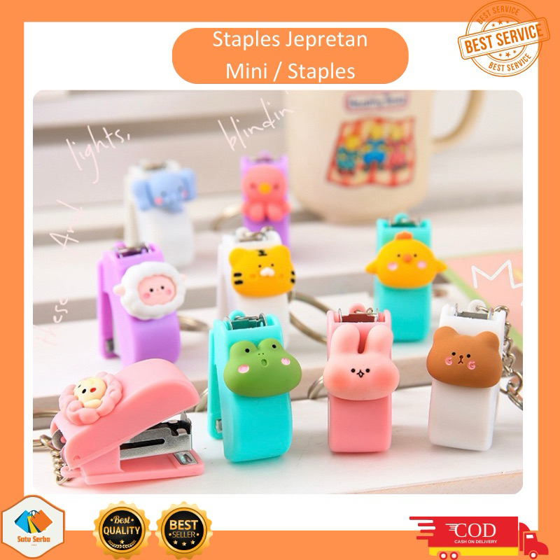 T014 Staples Jepretan Mini Karakter Staples Karakter Gantungan Kunci lucu