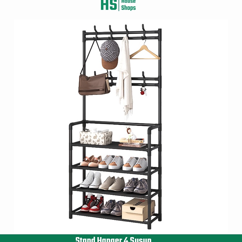 Modern Stand Hanger Gantungan Baju 4 Susun Rak Sepatu Susun Rak Besi Gantung Baju Rak Serbaguna